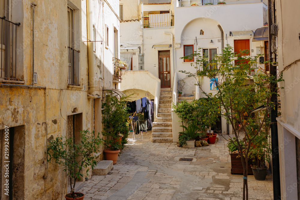 Obraz premium Traditional Historic Courtyard and Stone Houses in Altamura Italy