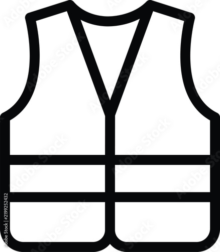 Safety vest icon, high visibility workwear vector illustration, protective clothing symbol for construction and industrial safety
