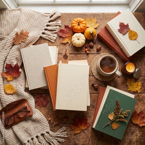 Cozy Autumn Reading Corner with Subtle Halloween Decorations