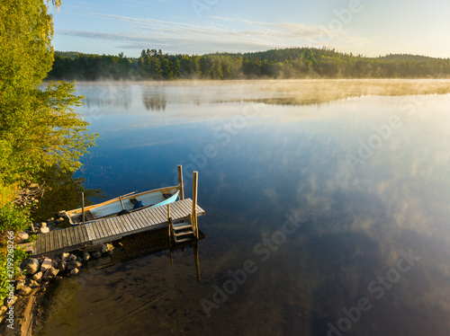 Hallangen lake shoare captured in morning light at Kalmar region. Sweden