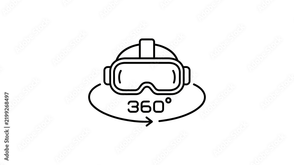 Obraz premium virtual reality headset with 360 degree rotation symbol for immersive view.