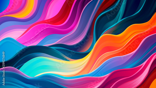 Vibrant Abstract Colorful Wavy Stripes Background — Fluid Rainbow Layers