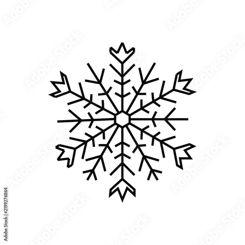 Minimalist snowflake icon isolated on white background with ice crystal holiday decoration frozen pattern weather icon cold weather geometric shape minimalist design winter season christmas