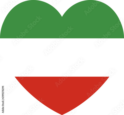 Flag of North Rhine-Westphalia state of Germany heart. Heart shaped civil flag of North Rhine-Westphalia province Germany. North Rhine-Westphalia flag icon. Flag region North Rhine-Westphalia banner.