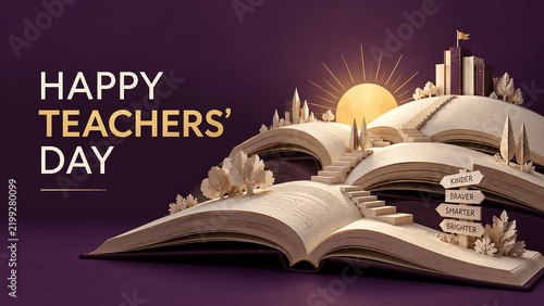 Happy Teachers Day Open Book Landscape of Learning
