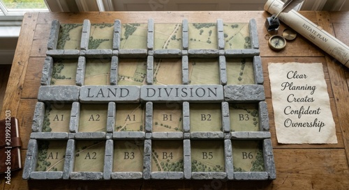 Stone Framework For Land Division Property Map With Alpha Numeric Sections