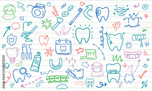Hand Drawn Dental Care Notebook Paper Background