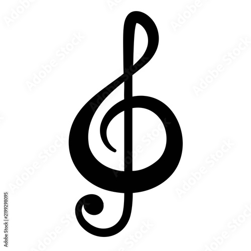 Quadro su tela Black treble clef musical symbol in clean vector style