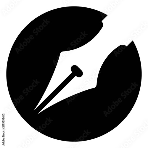 Foto Minimalist black pen nib and paintbrush icon in a circle