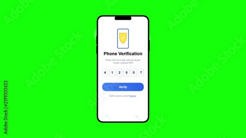 Smartphone screen showing phone verification security code entry against green background