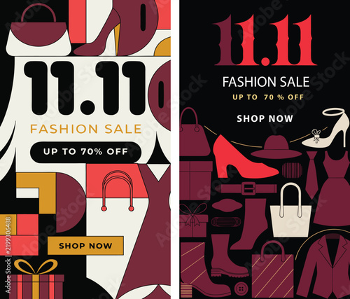 11.11 Fashion Sale Social Media Template Set