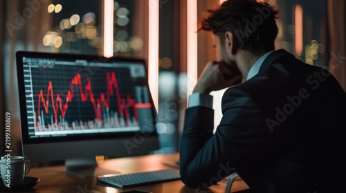 Businessman stock market graph