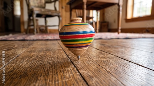 Colorful wooden spinning top