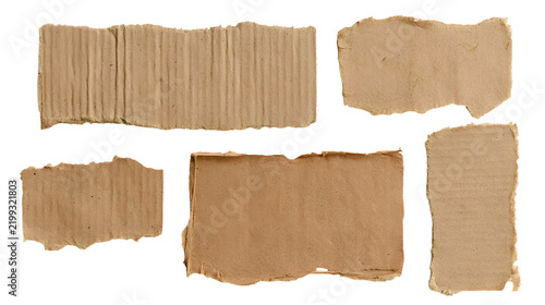Ripped cardboard pieces isolated on transparent background isolated on transparent background