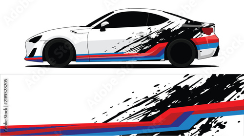 Sport Car Racing Livery Design with Speed Stripe Vector Illustration