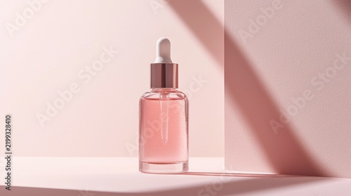 Pink cosmetic dropper bottle