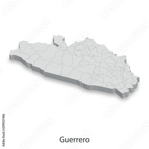 3D Map of Guerrero, Mexico - Administrative Divisions
