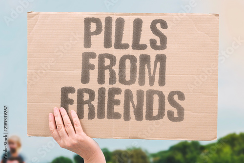 Obraz na plátně "Pills From Friends" Sharing prescriptions turns a bedroom into a dealer's corner