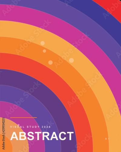Abstract background featuring vibrant concentric semicircles in warm and cool tones creating a modern retro style graphic design art pattern
