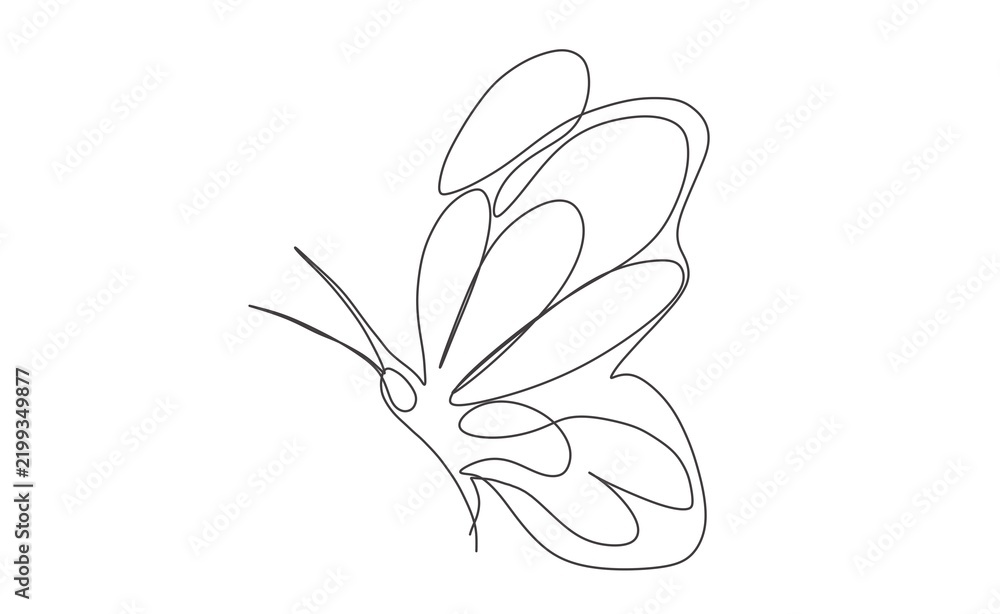 Obraz premium Continuous line drawing of beautiful butterfly