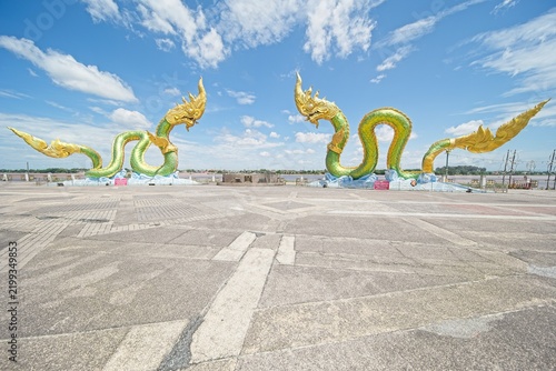 the naga statue at nong khai, a city at mekong river in north est thailand.
