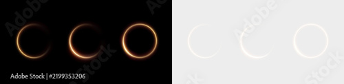 Festive sparkling frame, circle, ring png. Festive circle, ring, frame, for cards, invitations, banners, adverts. Neon frame, set of geometric frames. Vector png background with gold glowing lines.	
