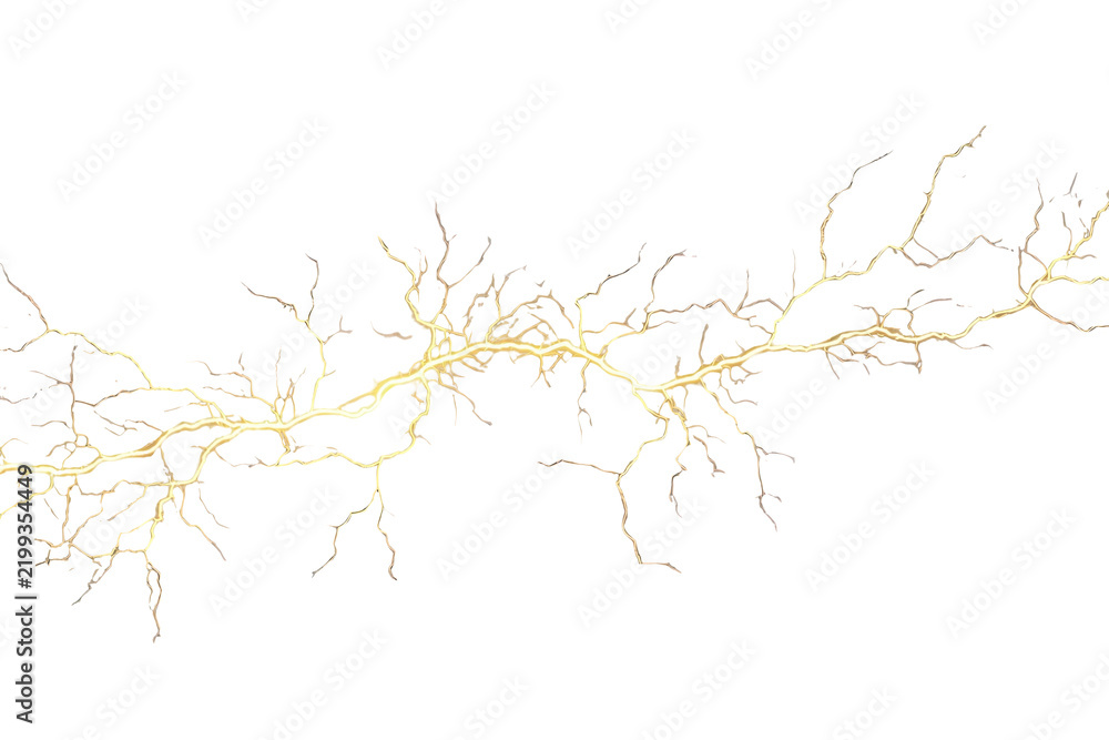 Fototapeta premium Pale yellow electrical discharge splitting into fine veins