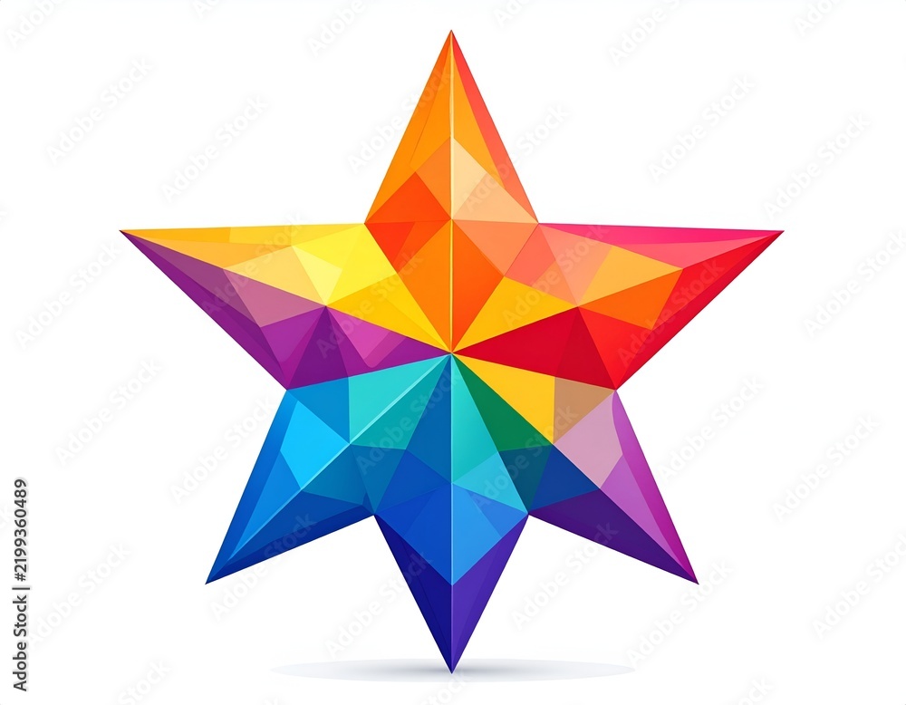 Fototapeta premium Multi-colored geometric 7-pointed star design.