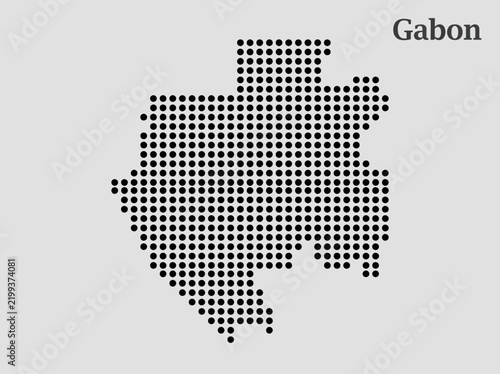фотографія Gabon Map Silhouette Created with Black Dots