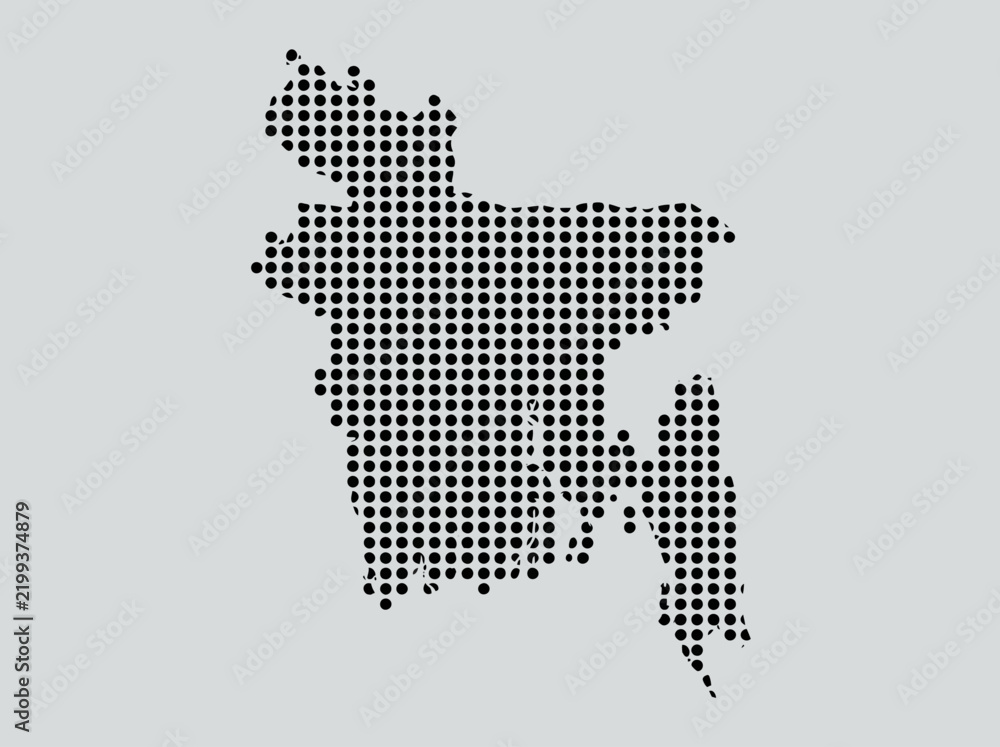 Obraz premium Abstract Dotted Map of Bangladesh - Modern Halftone Style Vector Graphic for Infographics and Geography