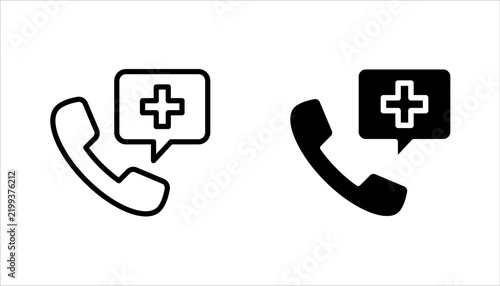 Medical Call Icon set, Emergency call icon from hospital, vector illustration on white background