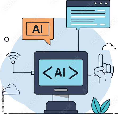 Artificial intelligence computer coding concept