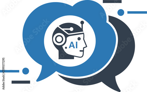 Artificial intelligence robot head chat icon