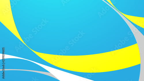 Abstract blue background with smooth wavy white and yellow lines. Futuristic technology concept