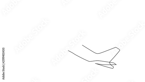 passenger airplane travel flying transport one line 2D video animation clip art
