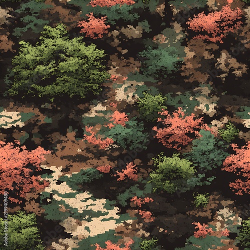 Vibrant Autumn Forest Texture with Colorful Foliage and Natural Patterns