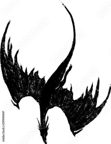 silhouette of a dragon hand drawn ink illustration