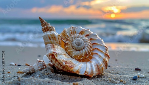 Seashell sundial featuring a naturally formed perfect spiral