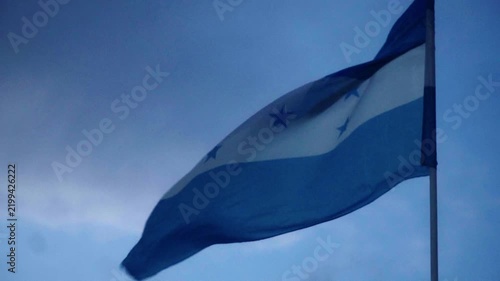 Honduran national flag waving in the wind