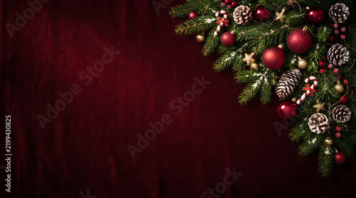 Christmas Pine Branch Holiday Background, Merry Christmas Background