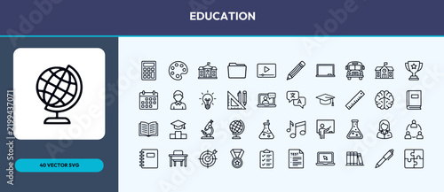 Education line icons vector set