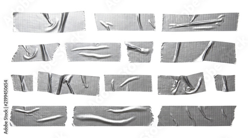 Wrinkled Silver Tape Strips Assorted Layout PNG Photo - silver tape, duct tape, wrinkled tape, adhesive tape, tape strips, tape collection, tape set, torn tape, crumpled tape, tape texture, tape