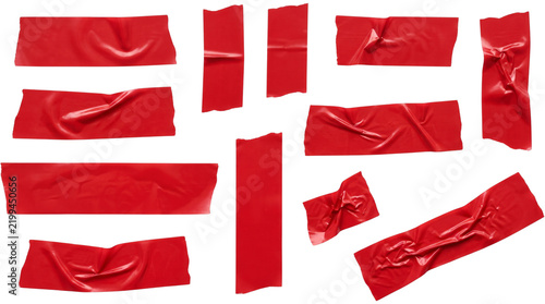 Glossy Red Adhesive Tape Strips Scattered Set PNG Photo - red tape, glossy tape, adhesive tape, tape strips, tape collection, tape set, torn tape, crumpled tape, tape texture, tape mockup, tape