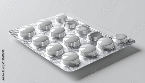 Obraz na płótnie Empty silver aluminum blister pack