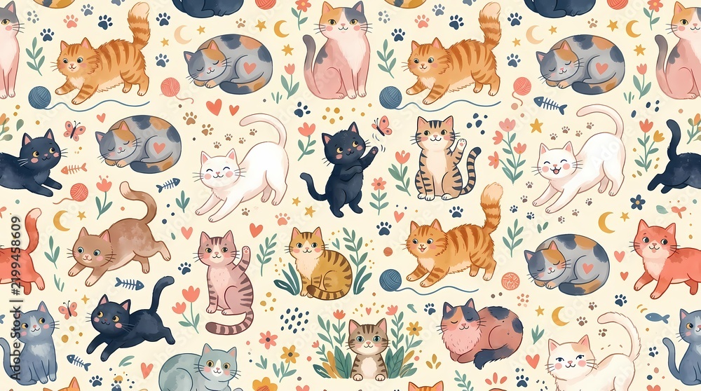 Naklejka premium seamless pattern with flowers