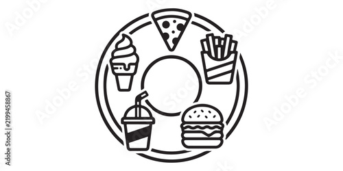 Fast food icons arranged in a circle