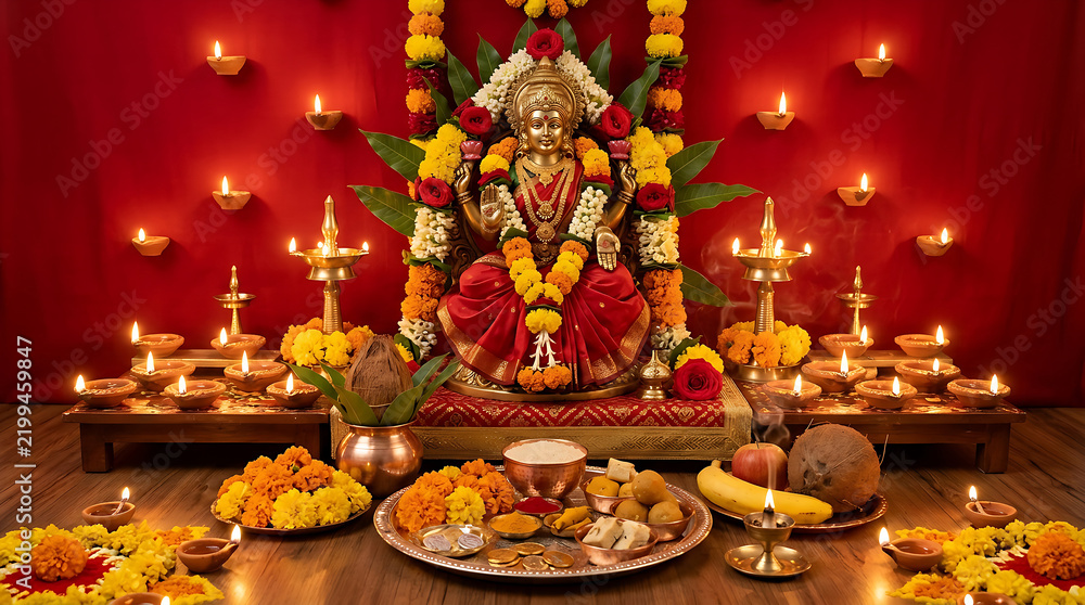 Fototapeta premium Traditional Hindu Diwali Festival Decorations Display.