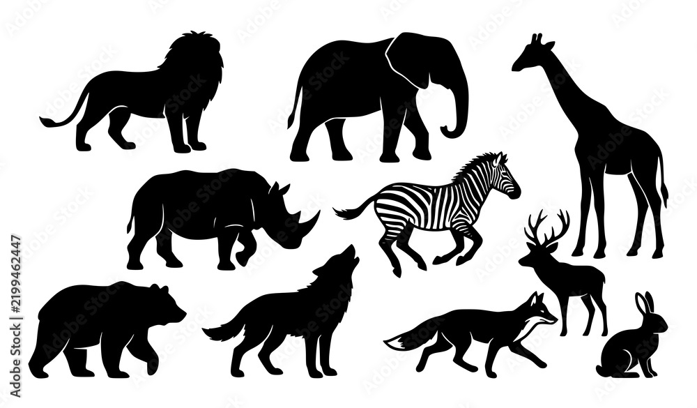 Fototapeta premium High Quality Wildlife Animal Silhouette Vector Collection