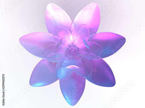 クリスタルの蓮の花が輝く幻想的な3Dイラスト