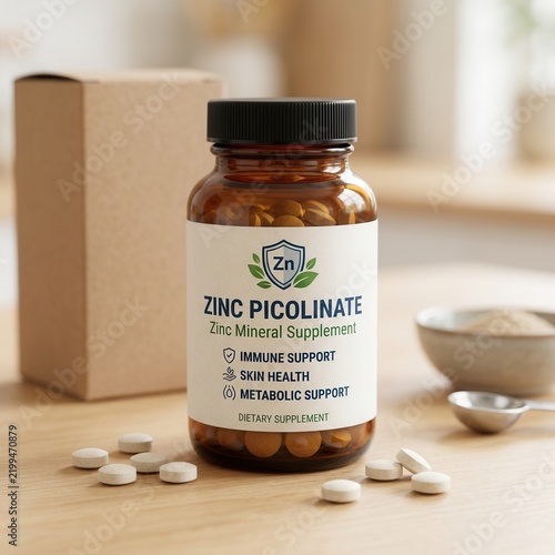 Zinc Picolinate Supplement Bottle For Immune And Skin Health Support